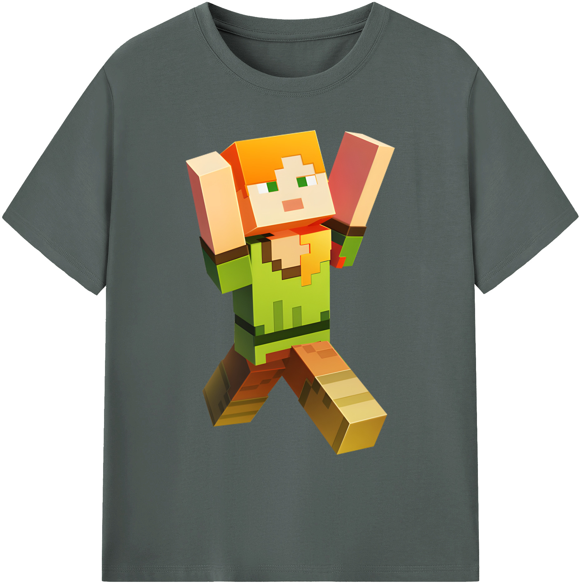 （画像用） マインクラフト ブロックの世界 Minecraft MC Block world 綿100％ メンズ半袖Tシャツ｜肌触りやわらか＆通気性